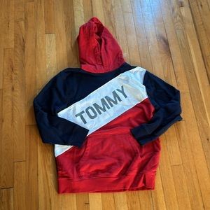Boys Extra Large Tommy Hilfiger Hooded Pullover Sweatshirt Blue/White/Red